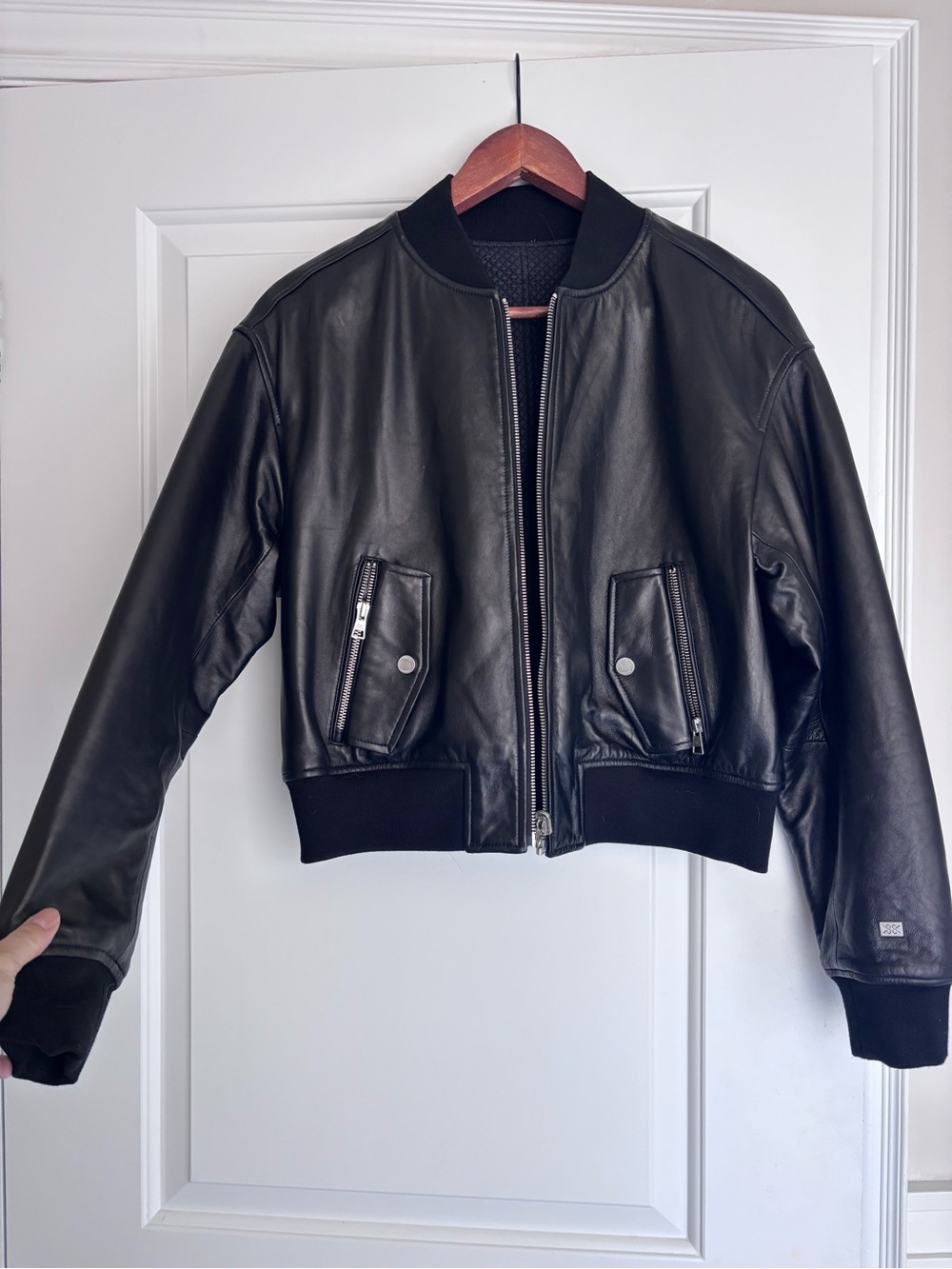 Soia & Kyo Black Leather Bomber Jacket